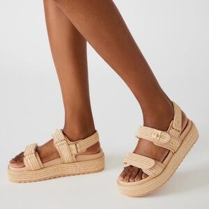 STEVE MADDEN BIGMONA NATURAL RAFFIA SANDALS